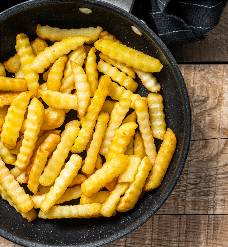 Choose clean, better-for-you, seed oil free crinkle cut fries from Roots Farm Fresh.