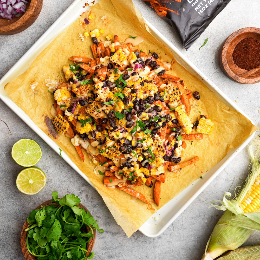 Gluten-Free Loaded Cilantro Lime Sweet Potato Fries