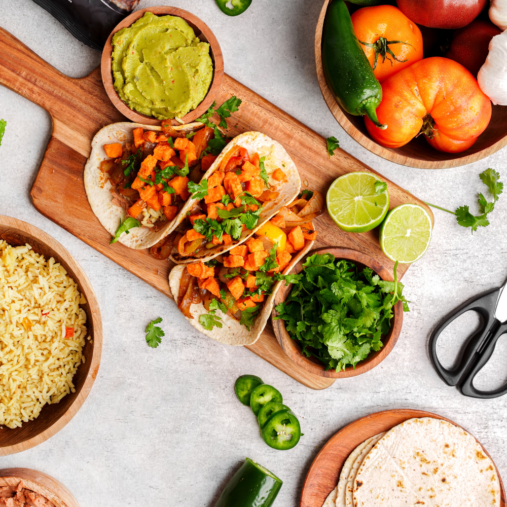 Plant-Based Sweet Potato Fajitas with Organic Sweet Potato Croutons
