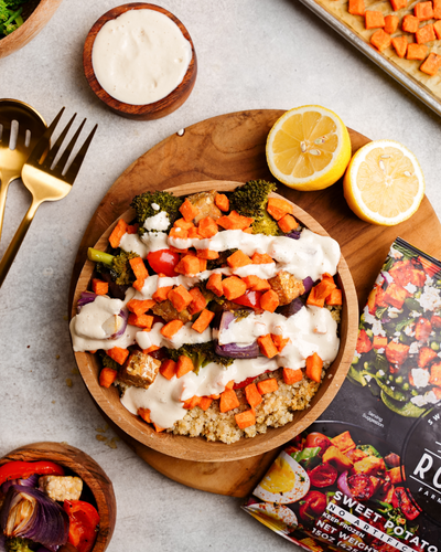 Healthy, Gluten Free Veggie Bowl Made with Organic Sweet Potatoes