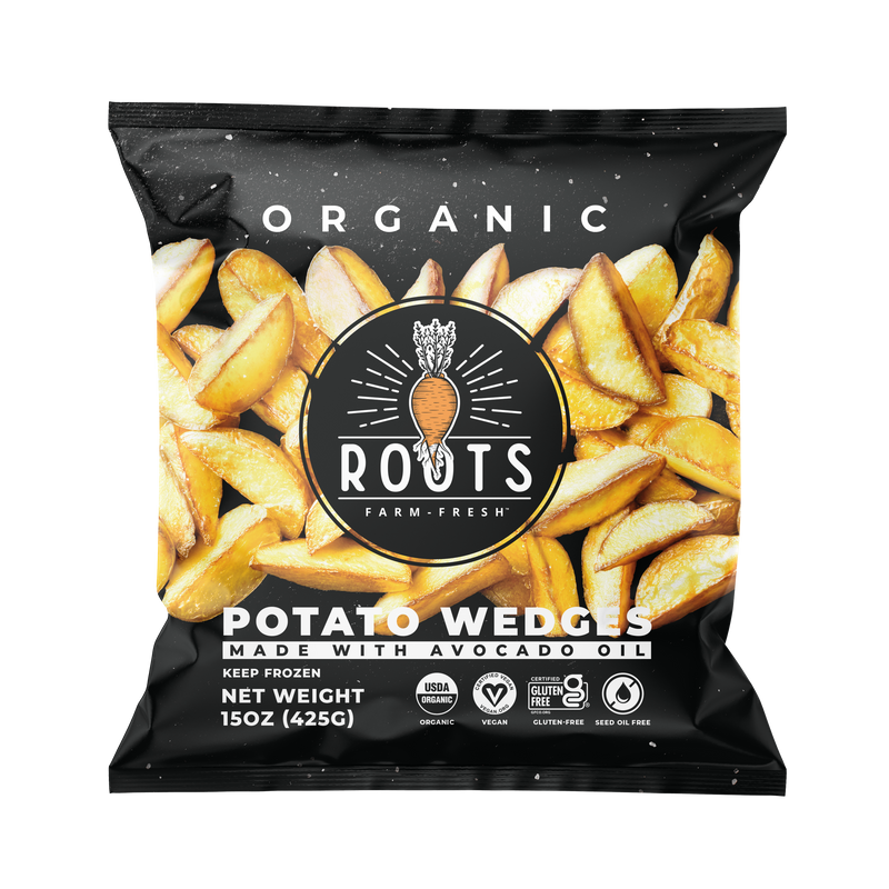 Best organic potato wedges seed oil free made with avocado oil, healthy thick cut frozen fries with crispy outside and fluffy inside using clean ingredients