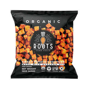 Best organic sweet potato croutons seed oil free made with avocado oil, healthy crispy salad toppers with clean simple ingredients