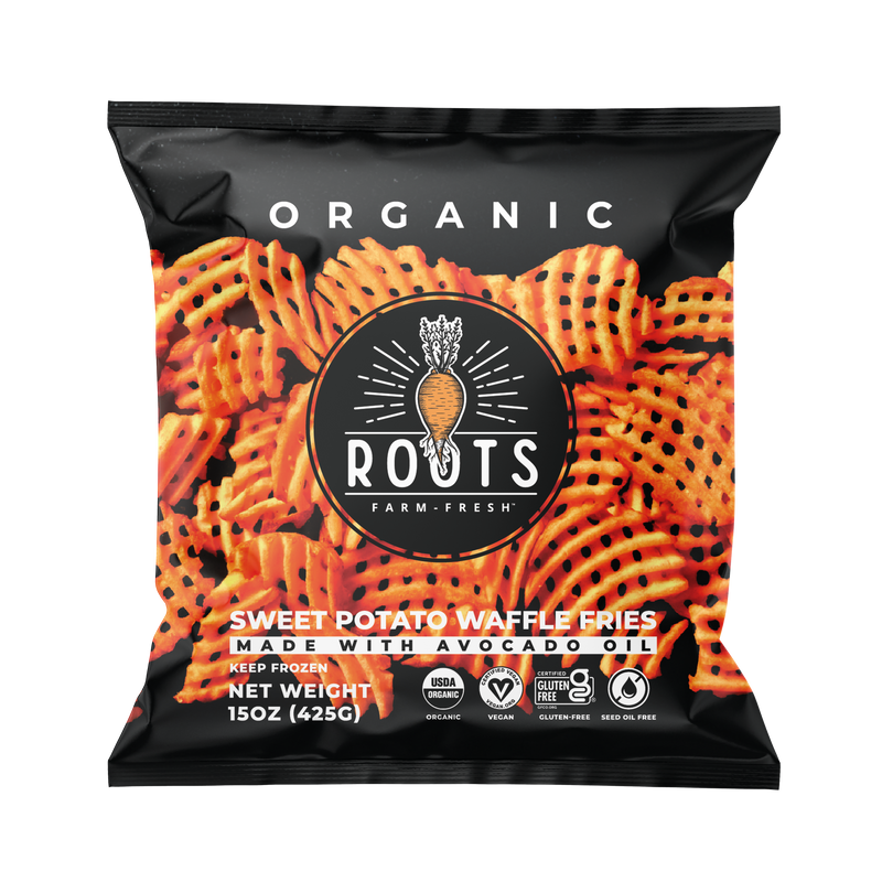 Roots Farm Fresh Organic Sweet Potato Waffle Fries — product image