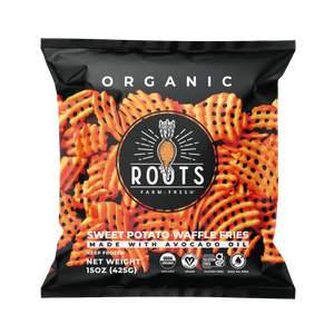 Best organic sweet potato waffle fries seed oil free made with avocado oil, healthy crispy lattice cut frozen fries, like chik-fil-a but with sweet potato at home